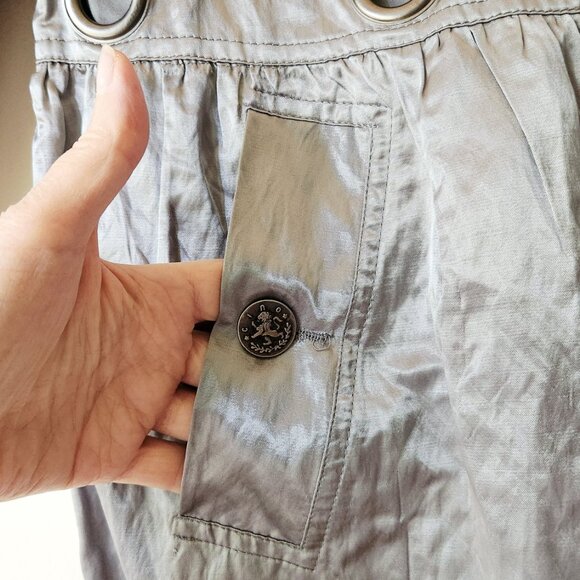 CINO Silver Grey Lined Sm Button Down 3/4 sleeve Women's Crinkle Pockets Jacket - Picture 9 of 13